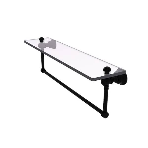 Allied Brass Carolina 22In. X 7In. X 5.54In. Brass Rectangular Glass ... within 22" Glass Vanity Shelf With Integrated Towel Bar, Matte Black