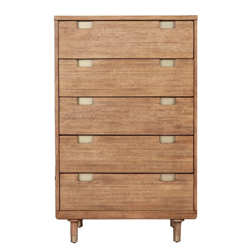 Alpine Furniture Easton Five Drawer Wood Chest In Sand (Beige) | Homesquare throughout Styling Your Space with the Alpine Eaton Six-Drawer Dresser