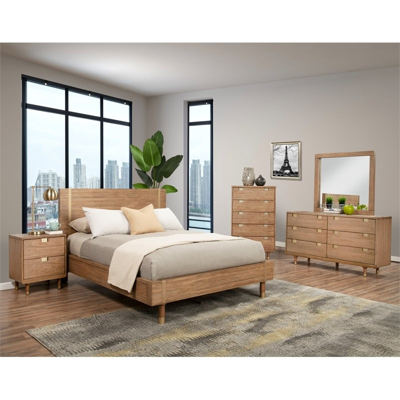 Alpine Furniture Easton Two Drawer Wood Nightstand In Sand (Beige) | Homesquare in Alpine Furniture Eaton Six Drawer Wood Dressser In Sand (Beige)