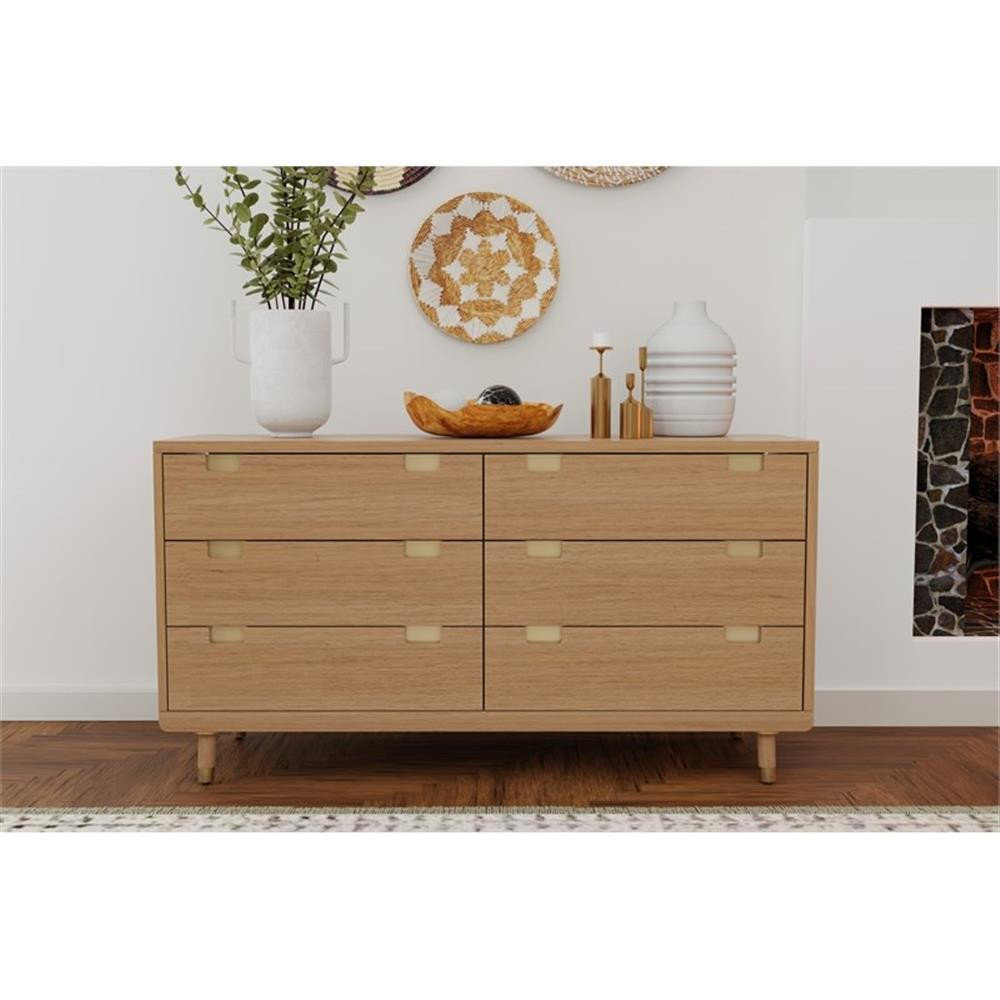 Alpine Furniture Eaton Six Drawer Wood Dressser In Sand (Beige) - Midcentury - Dressers - By ... intended for Alpine Furniture Eaton Six Drawer Wood Dressser In Sand (Beige)
