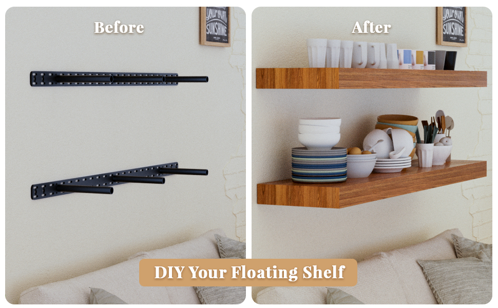 Amazon.com: 2Pcs Floating Shelf Hardware Heavy Duty Hidden Shelf ... regarding Floating Shelf Brackets