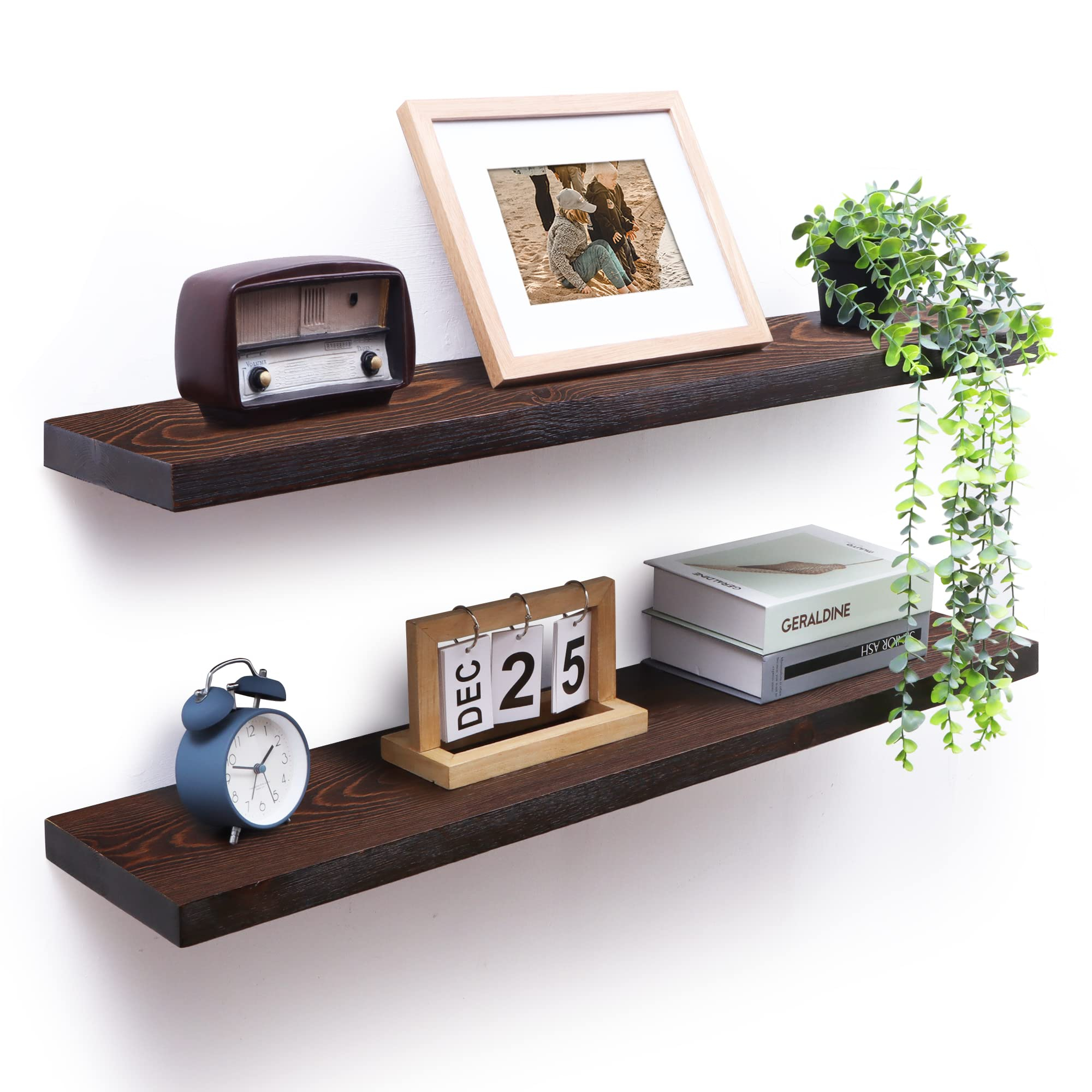 Amazon.com: Axeman Rustic Floating Shelves, 36 Inch Wood Floating ... in Ladd Floating Shelves, Rustic Brown 25.5X22X5