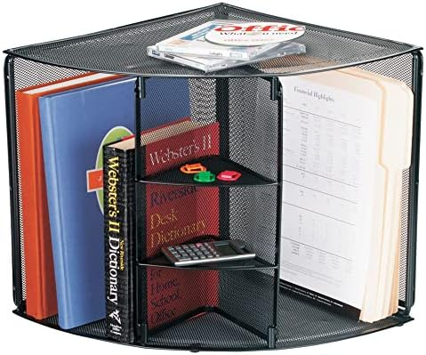 Amazon.com: Brenton Studioâ„¢ Metro Mesh Corner Shelf, Black : Office ... regarding Corner Shelf, Black