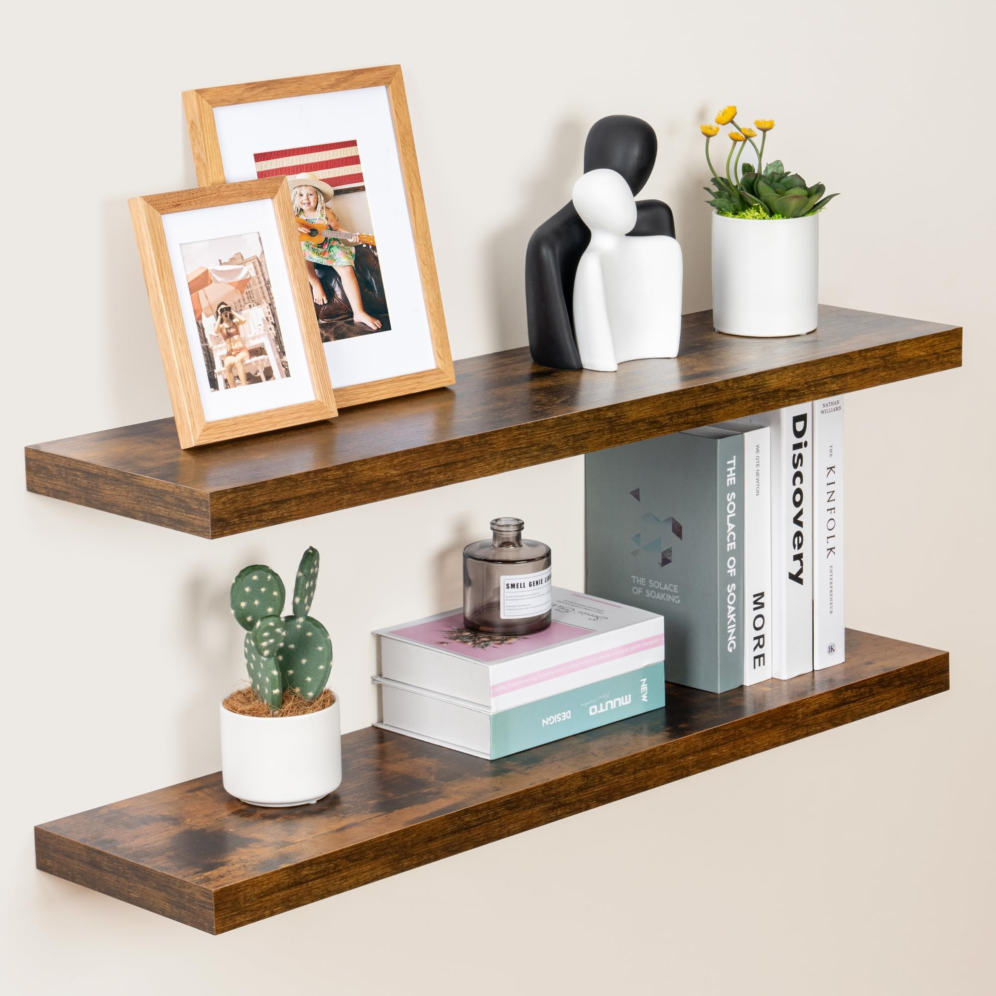 Amazon.com: Contemporary Storage Package: Two 23In Black + Two 23In ... for Ladd Floating Shelves, Rustic Brown 25.5X22X5