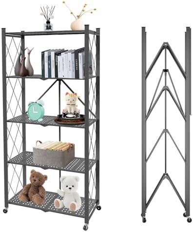 Amazon.com: Creative Co-Op 5 Tier Wood Shelves With Metal Frame ... in The Ultimate Guide to Movable Storage 5-Tier Wood Shelves with Casters