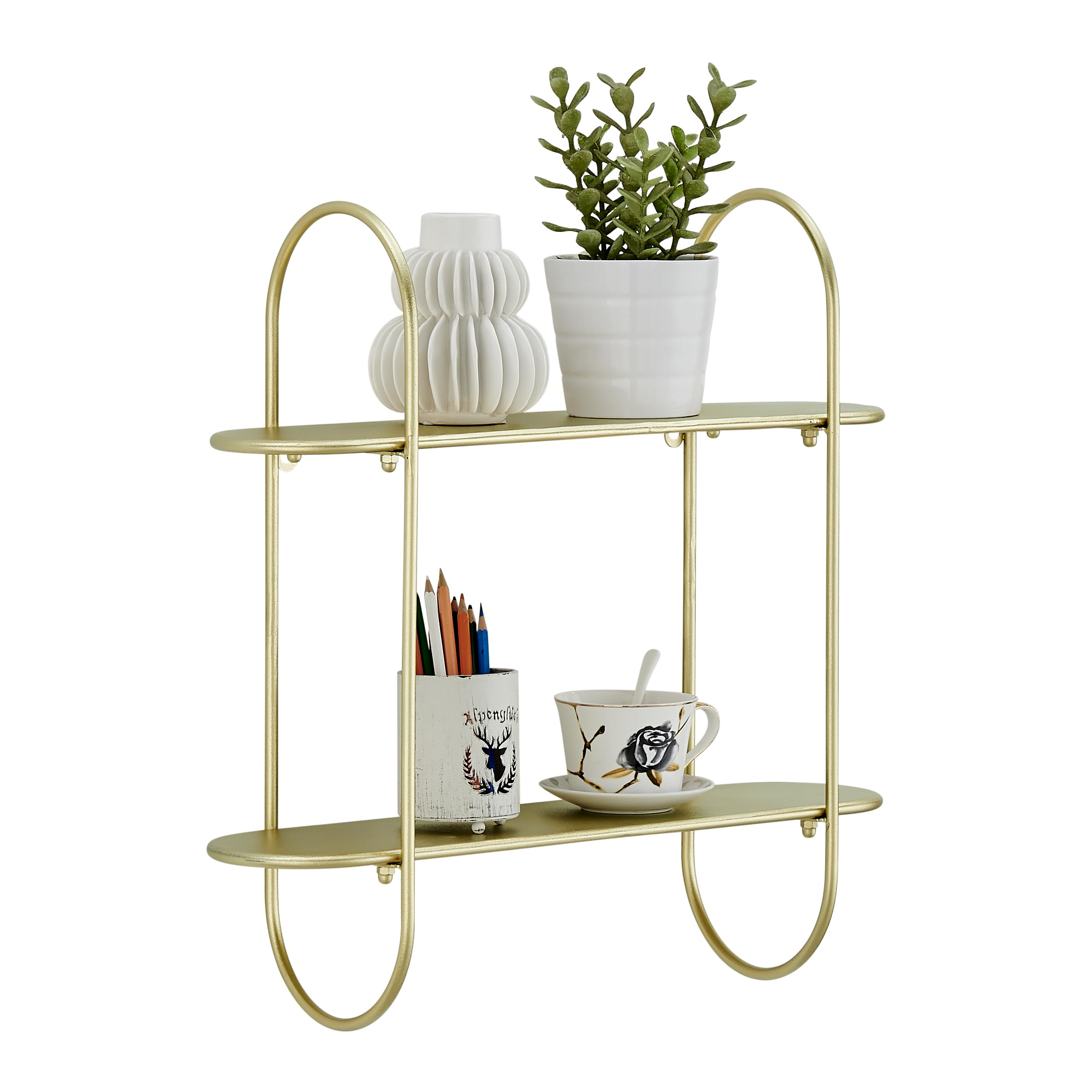 Amazon.com: Danya B. Two-Tier Warm Gold Metal Hanging Bracket Wall Mounted Shelf : Home & Kitchen throughout Danya B. Two-Tier Warm Gold Metal Hanging Bracket Wall Mounted Shelf
