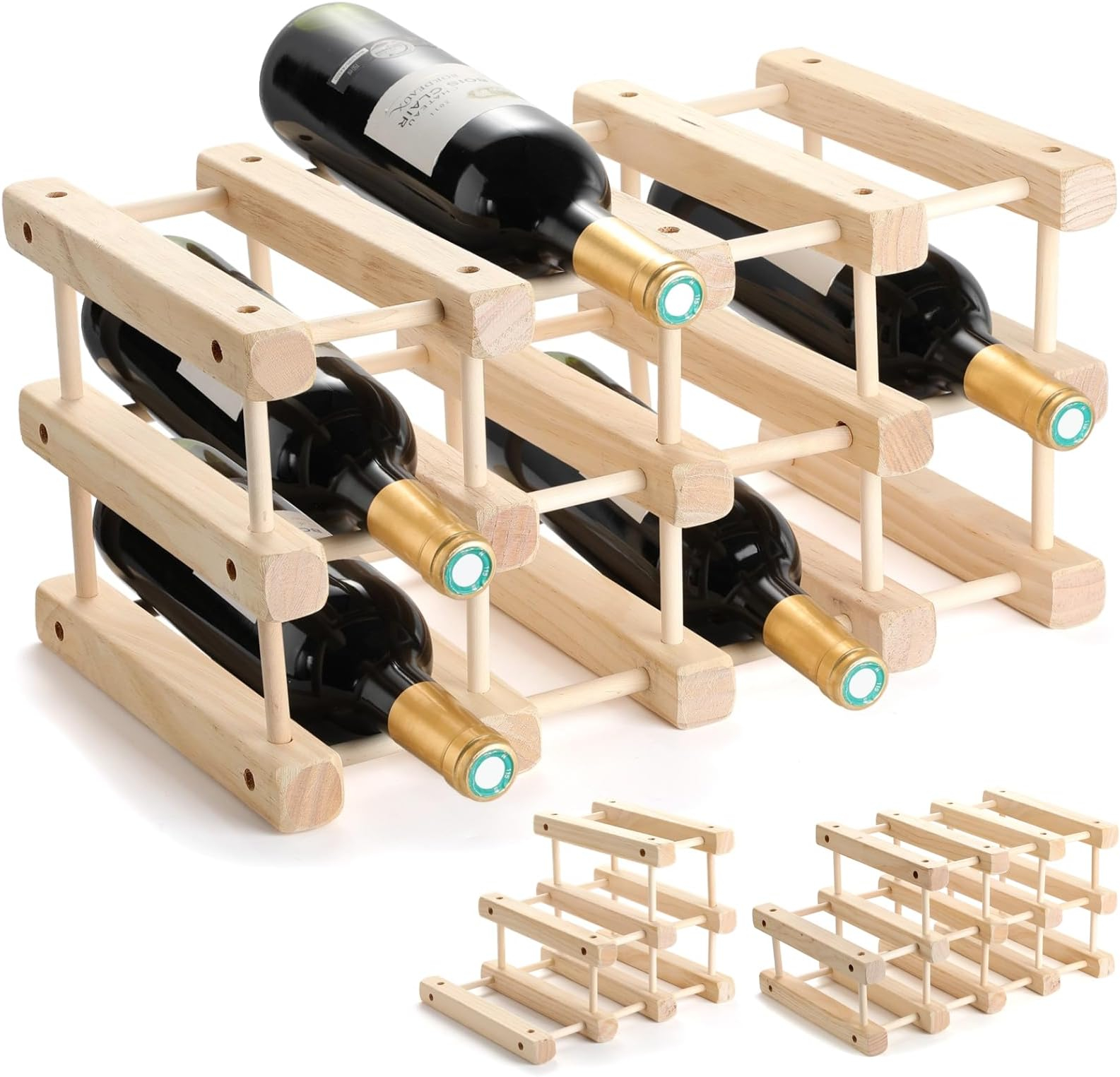 Amazon.com: Happygrill Wood Wine Rack 40-Bottle Stackable Storage Stand ... inside Maximizing Space with Smart Wine Bottle Shelving Ideas