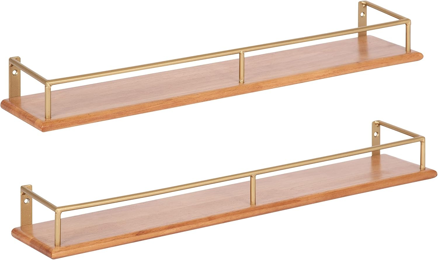 Amazon.com: Kate And Laurel Camryn 2-Piece Wood And Metal Floating Wall ... regarding Benbrook 18 Wood And Metal Floating Wall Shelves , White/Gold 2 Piece