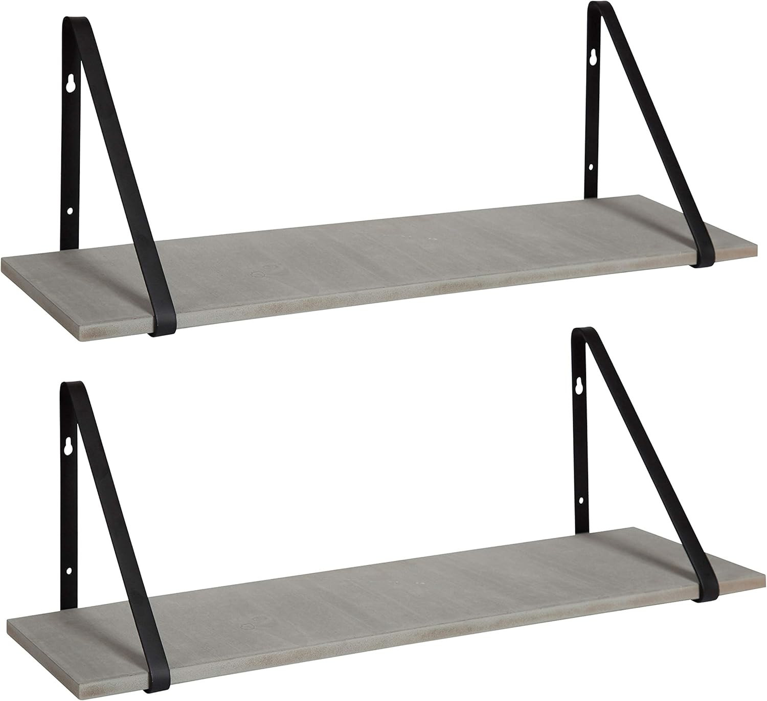 Amazon.com: Kate And Laurel Soloman Wooden Shelves With Simple Metal Brackets, Gray And Black, 2 ... in Soloman Wooden Shelves With Brackets, Black,Gold, 2 Pk-28"