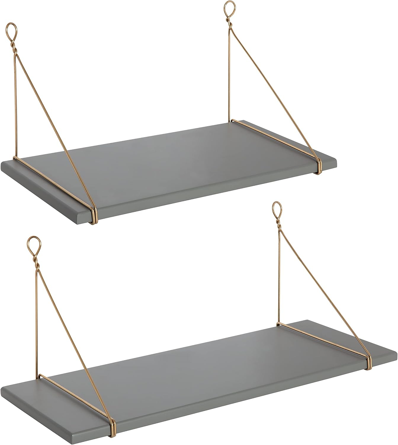 Amazon.com: Kate And Laurel Vista Wood And Metal Wall Shelves, 2 Piece Set, Gray And Gold : Home ... regarding Vista Wood And Metal Wall Shelves, Walnut Brown/Gold 2-Piece