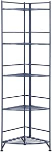 Amazon.com: Kemtat 5 Tier Folding Metal Corner Shelf, Black, Modern ... within Unlocking Hidden Potential Black Corner Shelves Explained