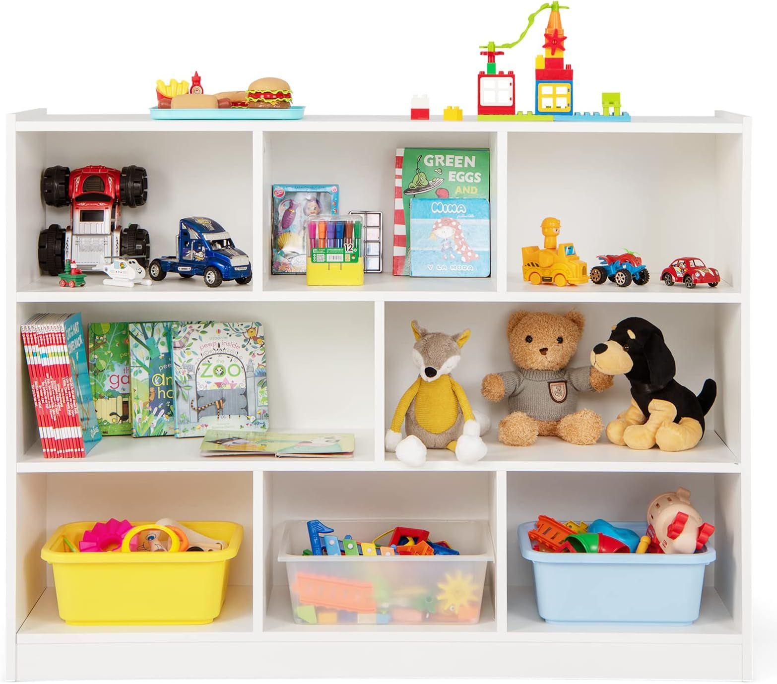 Amazon.com: Kotek Toy Storage Organizer, 8 Cubby Kids Bookshelf, Wooden ... regarding Creating Playful Storage Spaces That Encourage Kids to Clean Up Their Toys