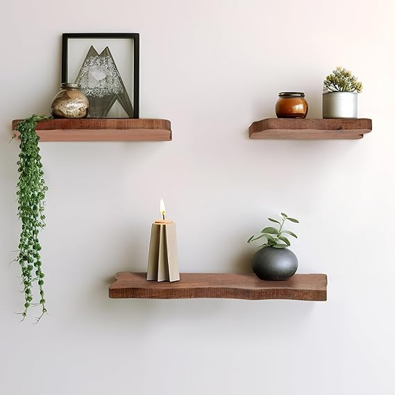 Amazon.com: Sagebrook Home Floating Wall Shelves Set Of 3 Solid Mango Wood With Iron Brackets ... inside Creative Ways to Style Your Sagebrook Home Wood/Metal Shelf Set
