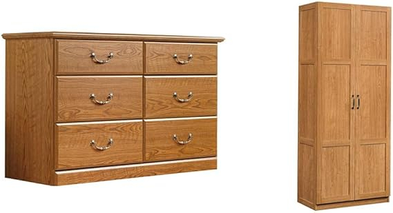 Amazon.com: Sauder Orchard Hills Dresser, Carolina Oak Finish & Miscellaneous Storage Pantry ... in Sauder Orchard Hills Engineered Wood Dresser In Carolina Oak Finish