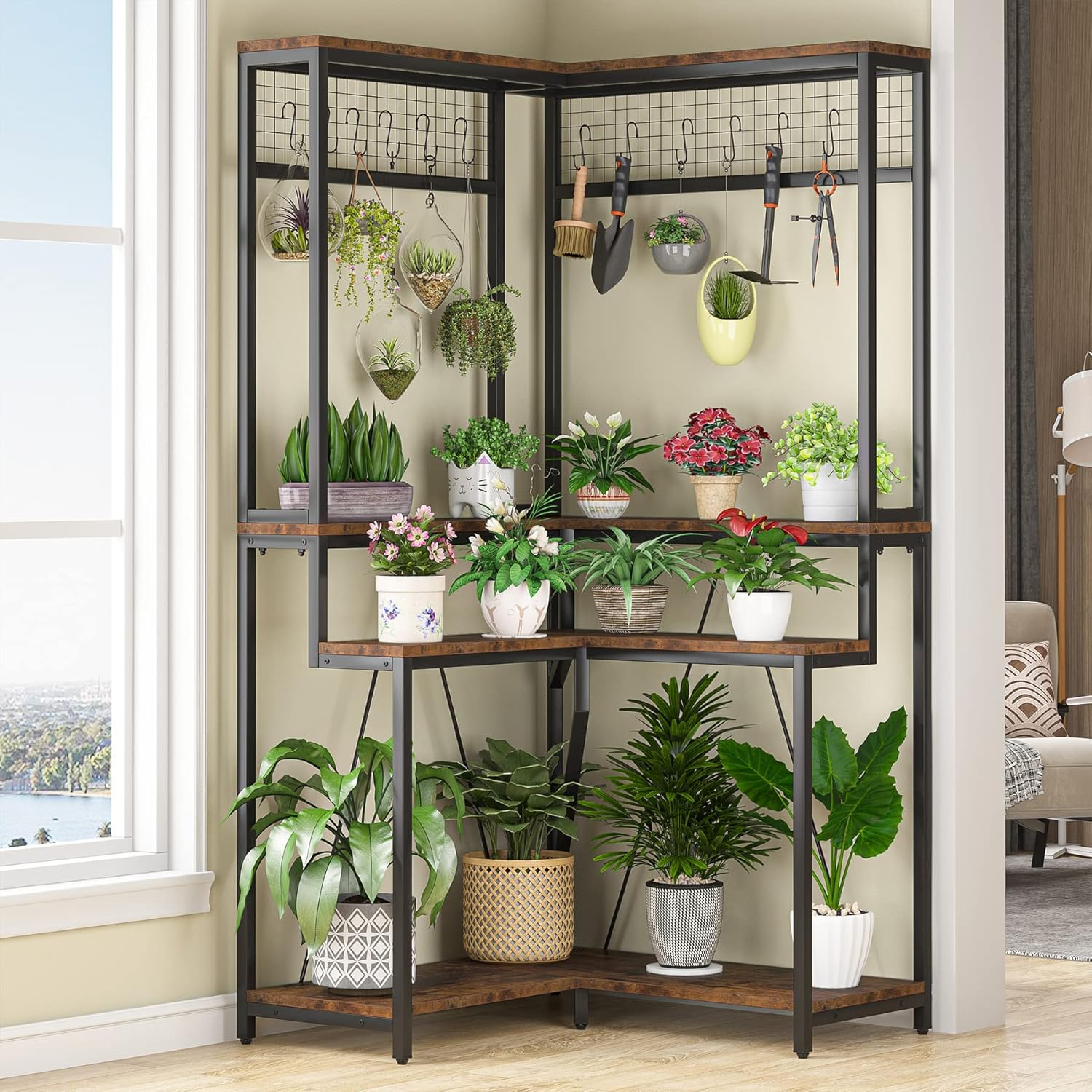 Amazon.com: Tribesigns Corner Plant Stand Indoor, 67 Inch Tall Plant ... pertaining to Maximizing Your Vertical Space: Creative Shelf Designs for Indoor Gardens
