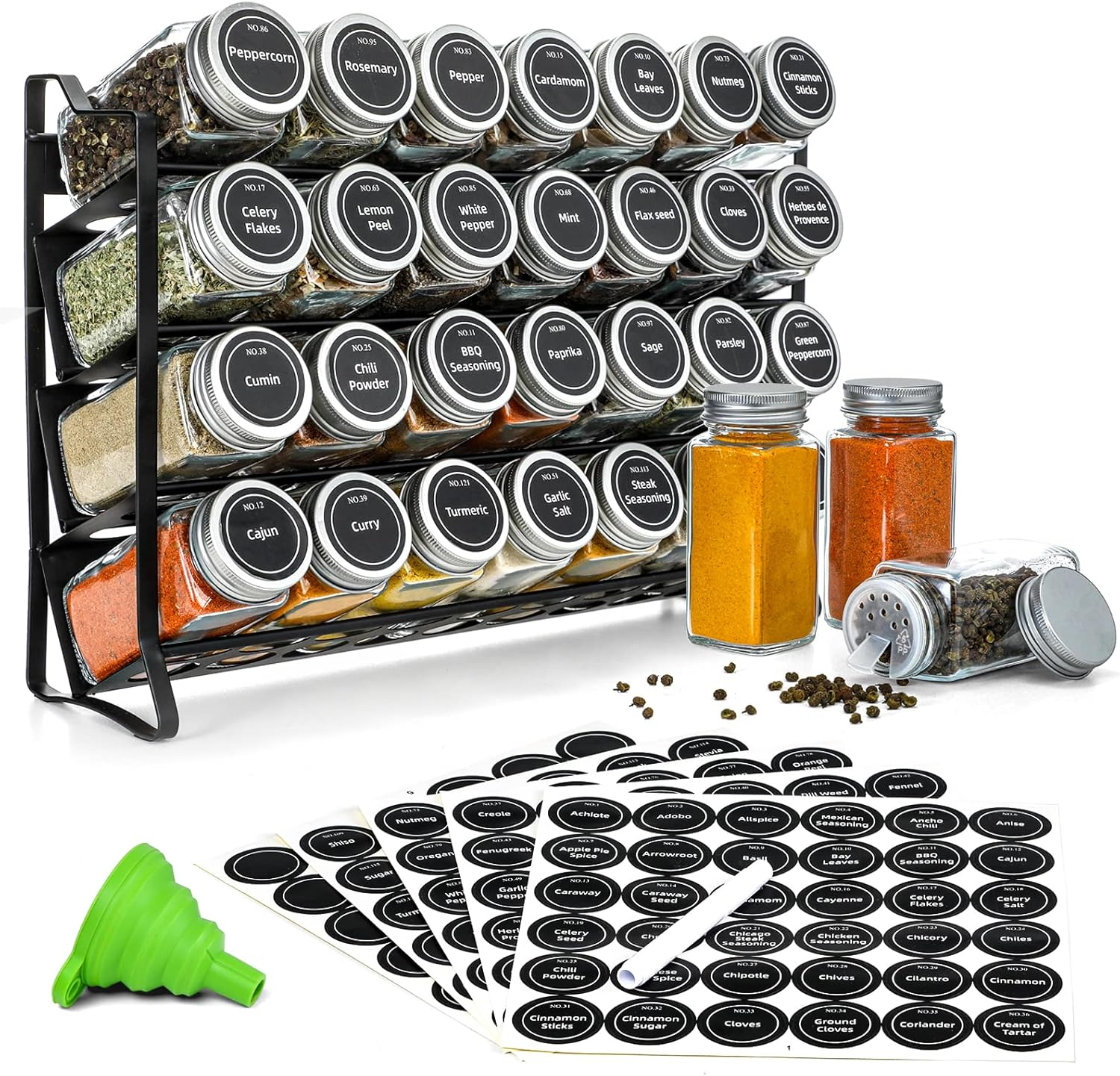 Amazon.com: Vitever Spice Rack With 28 Spice Jars, Organizer For ... throughout Shelf For Spices Jars