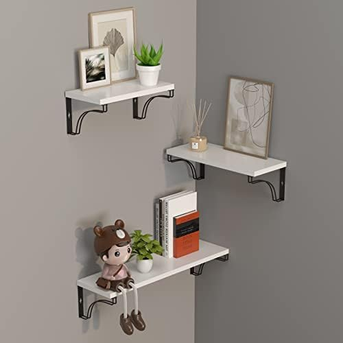 Amazon.com: Welland White Floating Shelves For Bedroom Set Of 3 Wall ... inside Welland White Floating Wall Shelves For Home Decor, Set Of 3