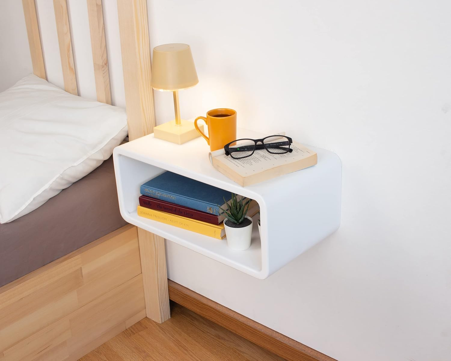 Amazon.com: Woodches Floating Nightstand Wooden, Bedside Table ... intended for Floating nightstand shelf design trends that transform bedroom aesthetics