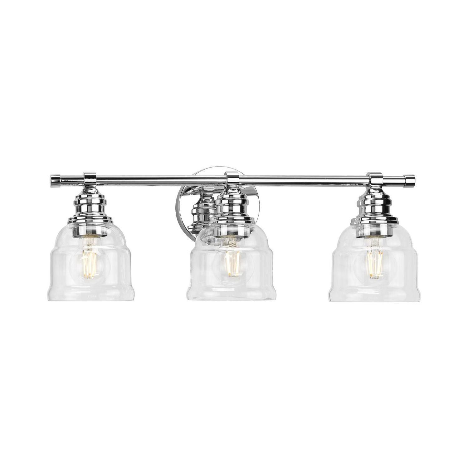 Ambrose Collection Led Bathroom Fixtures: Three-Light Farmhouse ... pertaining to Ambrose Collection 5" 1-Light Polished Chrome Clear Glass Bath Vanity Light