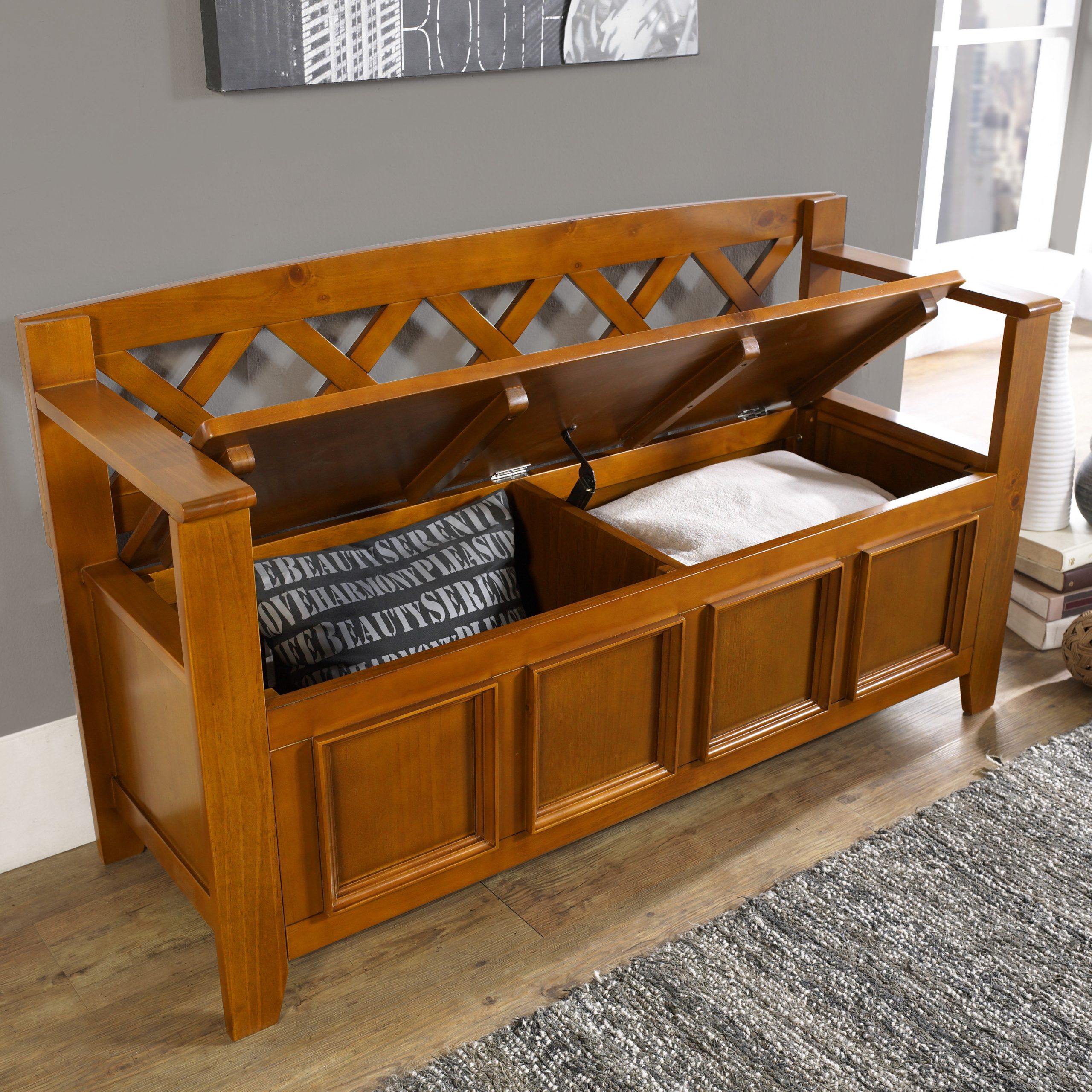 Amherst Wood Storage Entryway Bench | Wayfair pertaining to Maximizing functionality with clever entryway storage bench solutions