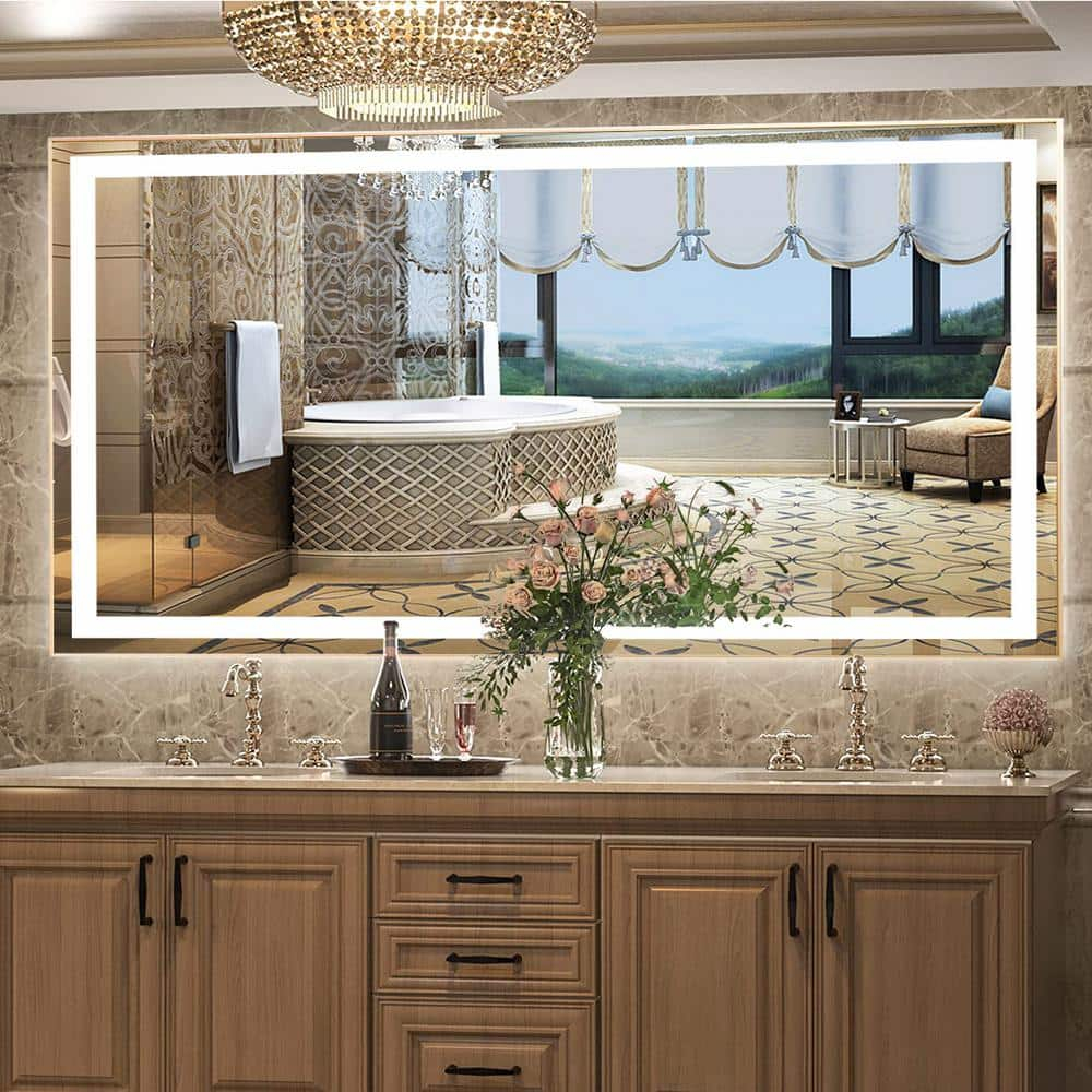 Andrea 84 In. W X 36 In. H Large Rectangular Metal Framed Dimmable ... with Elevate Your Space The Timeless Appeal of Gold Arch Mirrors