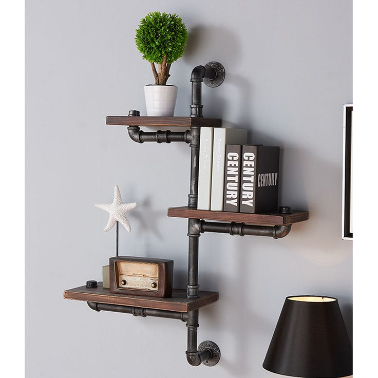 Armen Living 30" Orton Industrial Wood Floating Wall Shelf Metal Pipe ... regarding Expert Insights on Incorporating the Armen Living Orton Shelf into Your Decor