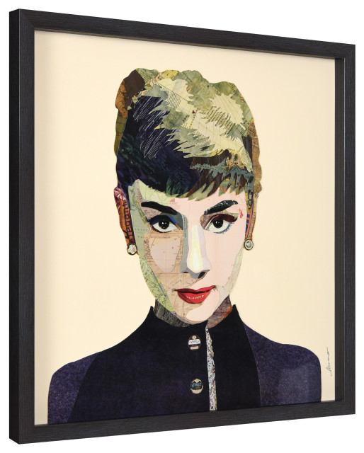 Audrey Handmade Collage Framed Graphic Wall Art Under Glass Signed By ... with regard to A Closer Look at the Craftsmanship of Handmade Crane Wall Art by Alex Zeng