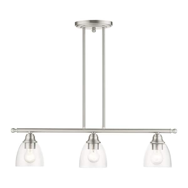 Aviance Lighting Grandview 3-Light Brushed Nickel Linear Chandelier ... for 3 Light Brushed Nickel Linear Chandelier