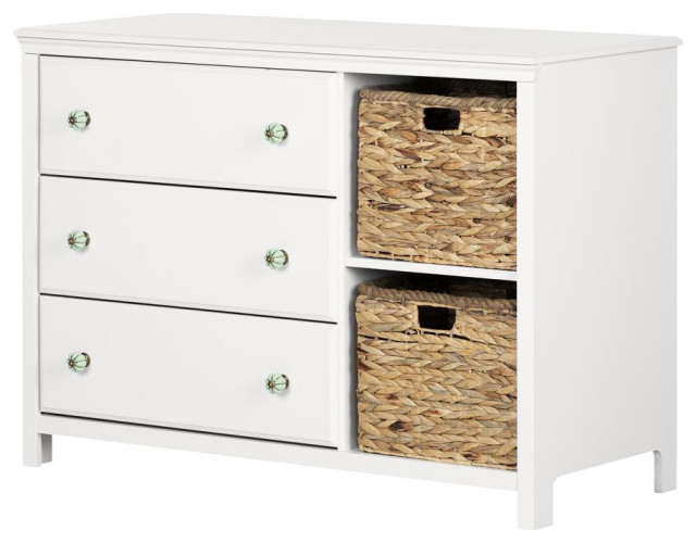 Balka 3-Drawer Dresser With Baskets, Pure White - Transitional ... inside A Closer Look at the Balka 3-Drawer Dresser Its Unique Features