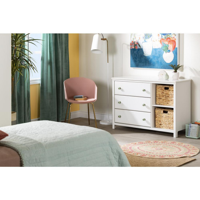 Balka 3-Drawer Dresser With Baskets, Pure White - Transitional ... with regard to Balka 3-Drawer Dresser With Baskets, Pure White