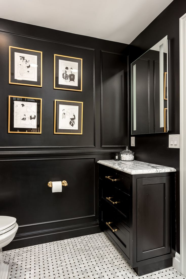 Bathroom Of The Week: Dramatic Black Walls And Art Deco Style ... intended for Creating a Statement Bathroom Dramatic Black Walls and Art Deco Elegance