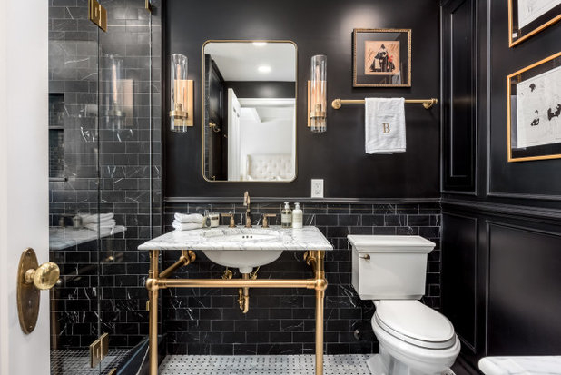 Bathroom Of The Week: Dramatic Black Walls And Art Deco Style within Bathroom Of The Week: Dramatic Black Walls And Art Deco Style