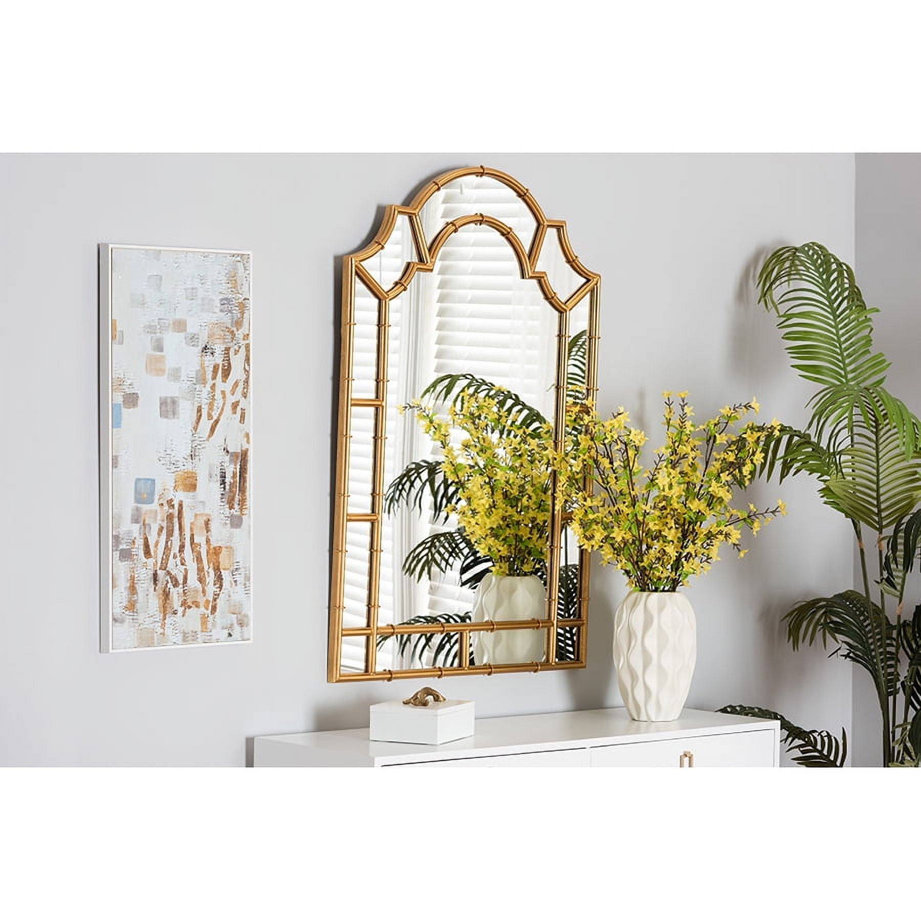 Baxton Studio Bedivere Modern Glam And Luxe Antique Goldleaf Metal ... in Unveiling the Beauty of the Tauriel Metal Butterfly Accent Mirror
