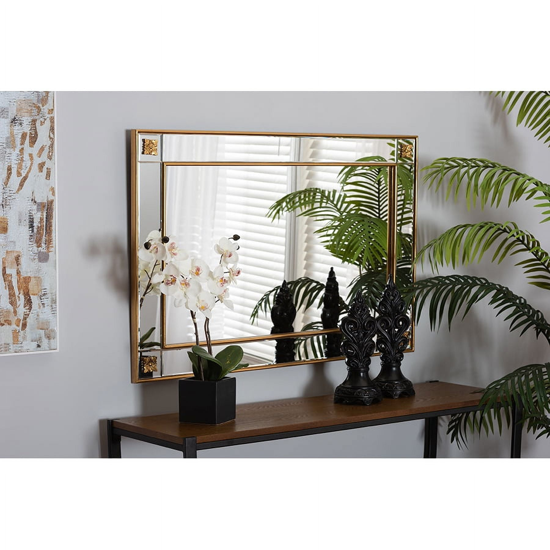 Baxton Studio Iara Modern Glam And Luxe Antique Goldleaf Finished Wood ... within The Artistry Behind Baxton Studio Weston Wood Accent Mirrors