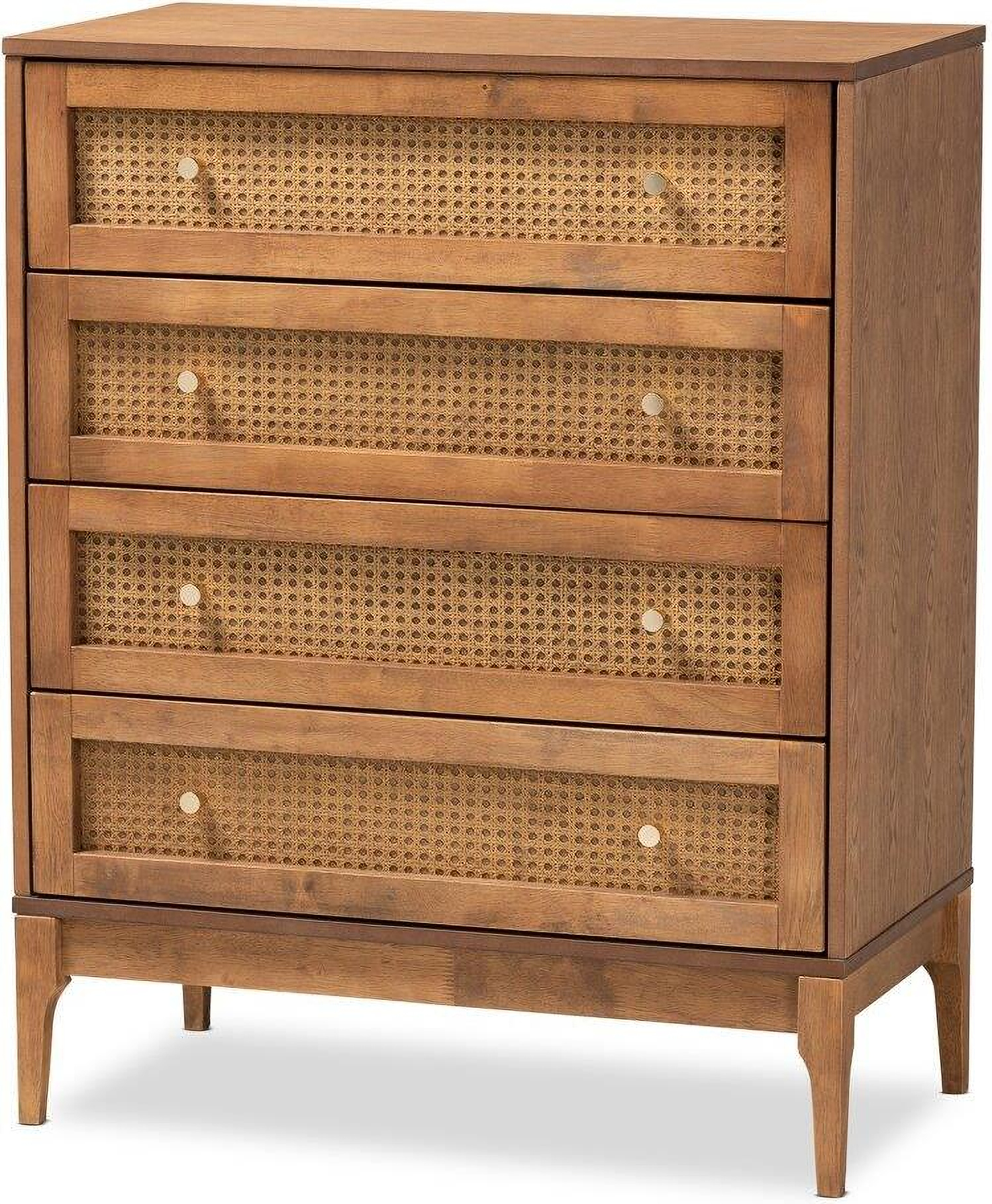 Baxton Studio Ramiel Mid-Century Modern Ash Walnut Finished Wood And ... with regard to Bringing Mid-Century Charm Home The Ramiel Wood and Rattan Chest