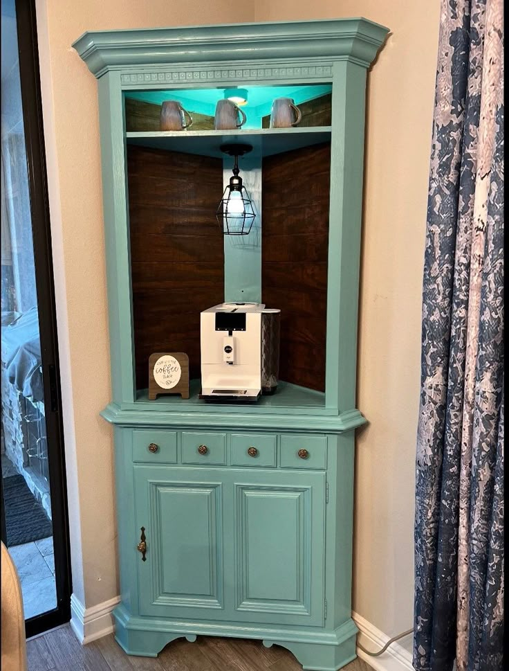Beach House Decor, Reflecting Pool Corner Beverage Bar, Corner Hutch ... throughout Gewnee Corner Cabinet, Coffee