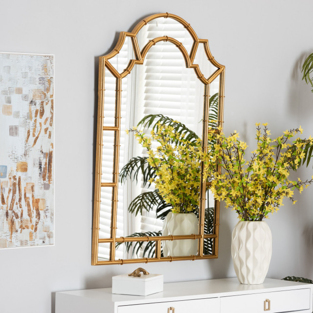Bedivere Modern Glam And Luxe Antique Goldleaf Metal Accent Wall Mirror ... pertaining to Why the Rogier Goldleaf Mirror is the Ultimate Statement Piece