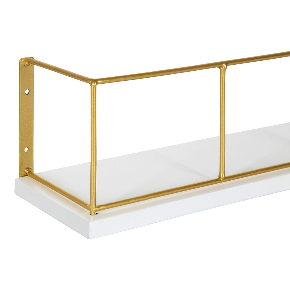 Benbrook 18-Inch 2-Pack Wood And Metal Floating Wall Shelves, White And ... for A Closer Look The Craftsmanship of Benbrook White/Gold Shelves