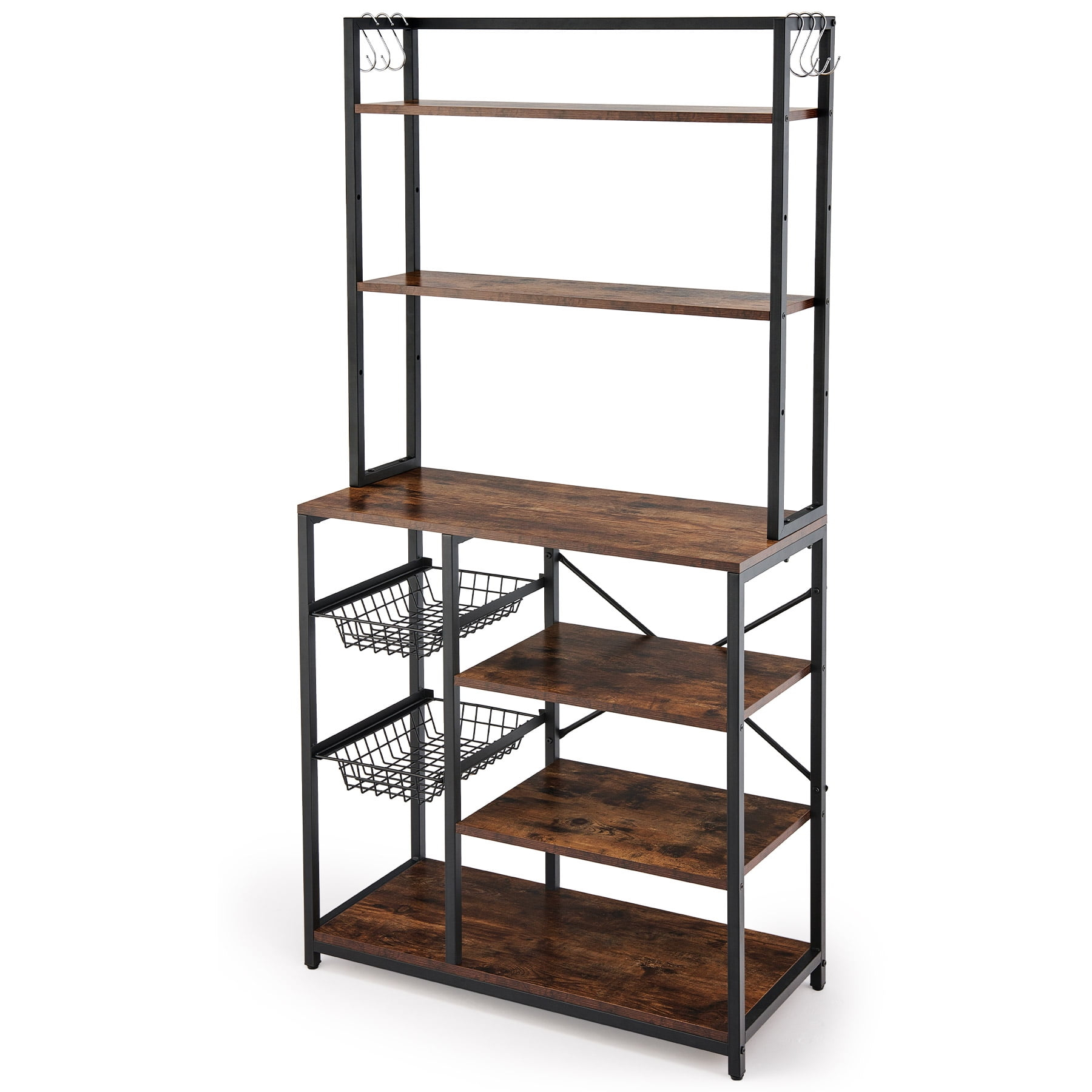 Bestco Modern Home Baker’s Rack, 6 Tier Kitchen Organization Storage ... within Discover the Versatility of the Ozias Shelf Rustic Brown/Black