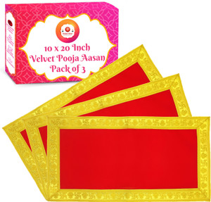 Bhakti Lehar ( 10 X 20 Inch ) Red Velvet Pooja Aasan For God Idol ... inside 10" X 20" Rectangular Shelf