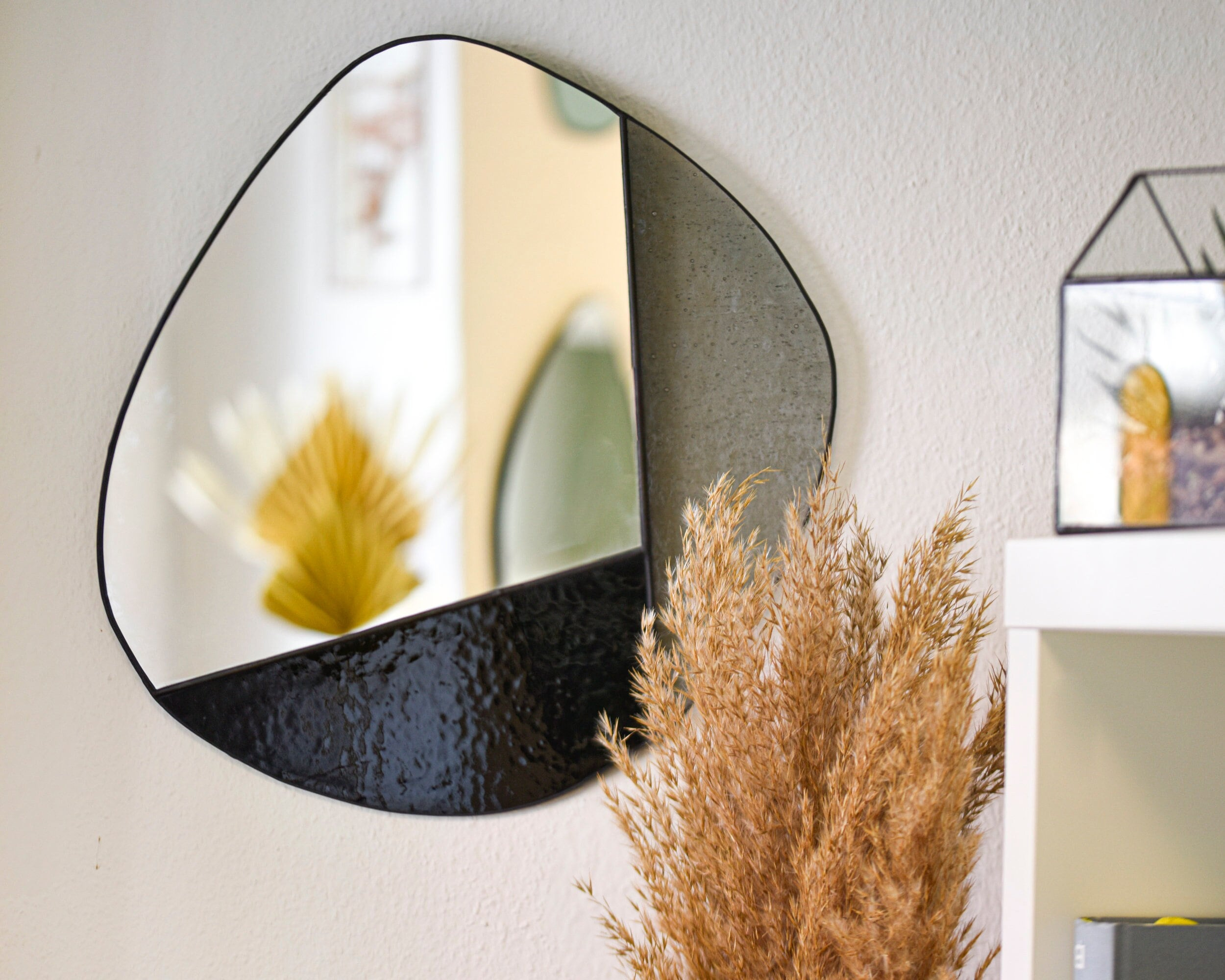 Black Framed Organic Shaped Mirror Pebble Mirror Walldecor | Etsy with Mirror With Organic Shape And Knob Frame Matte Black Finish