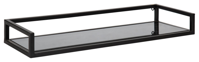 Blex Metal And Glass Wall Shelf, 24X8X3 - Industrial - Display And Wall ... throughout Blex Metal And Glass Wall Shelf, Black 24X8X3