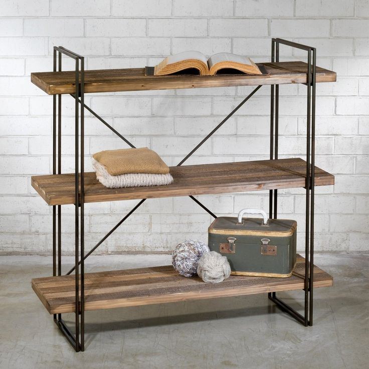 Bookshelves - Bed Bath & Beyond | Wood And Metal Shelves, Etagere ... pertaining to Brown Wood Metal Three Shelf Display Unit