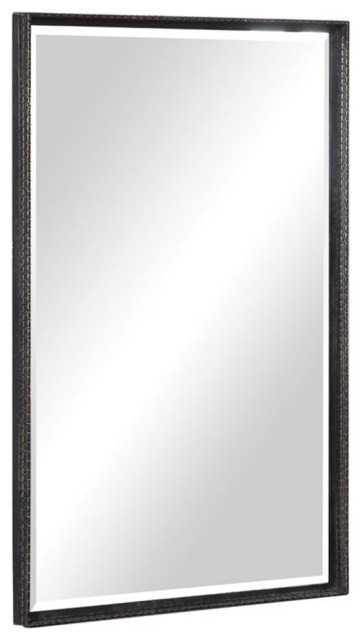 Bowery Hill Contemporary Iron Vanity Mirror In Rustic Bronze ... pertaining to Bowery Hill Mandie Oval Mirror in Bronze A Deep Dive into Design and Quality