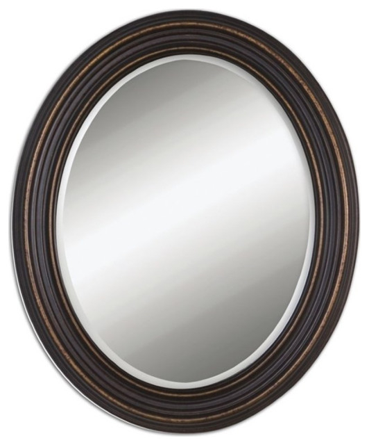 Bowery Hill Modern Decorative Mirror In Dark Oil Rubbed Bronze ... pertaining to Bowery Hill Mandie Oval Mirror In Bronze