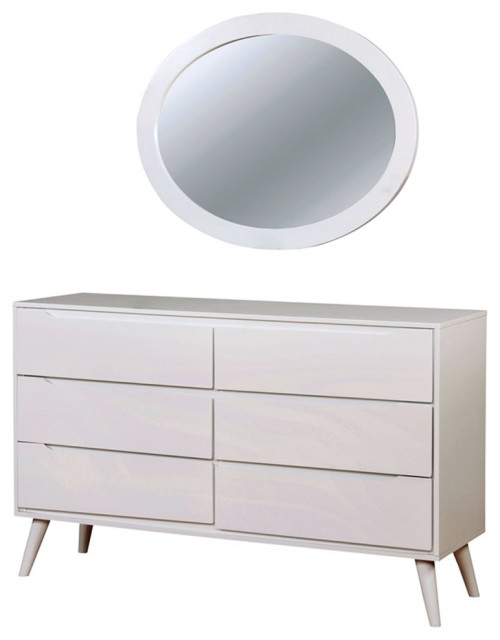 Bowery Hill Oval Shape Mid-Century Solid Wood/Wood Veneer/Mdf Mirror In ... with regard to Bowery Hill Mandie Oval Mirror In Bronze