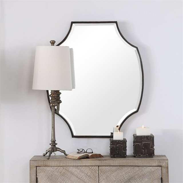 Bowery Hill Scalloped Decorative Mirror In Rustic Bronze And Gold ... intended for Bowery Hill Mandie Oval Mirror In Bronze