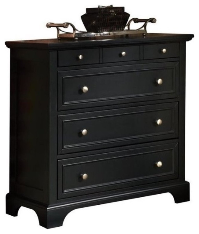 Bowery Hill Traditional 4-Drawer Hardwood Chest In Ebony Black ... regarding Bowery Hill Traditional 4-Drawer Hardwood Chest In Off White
