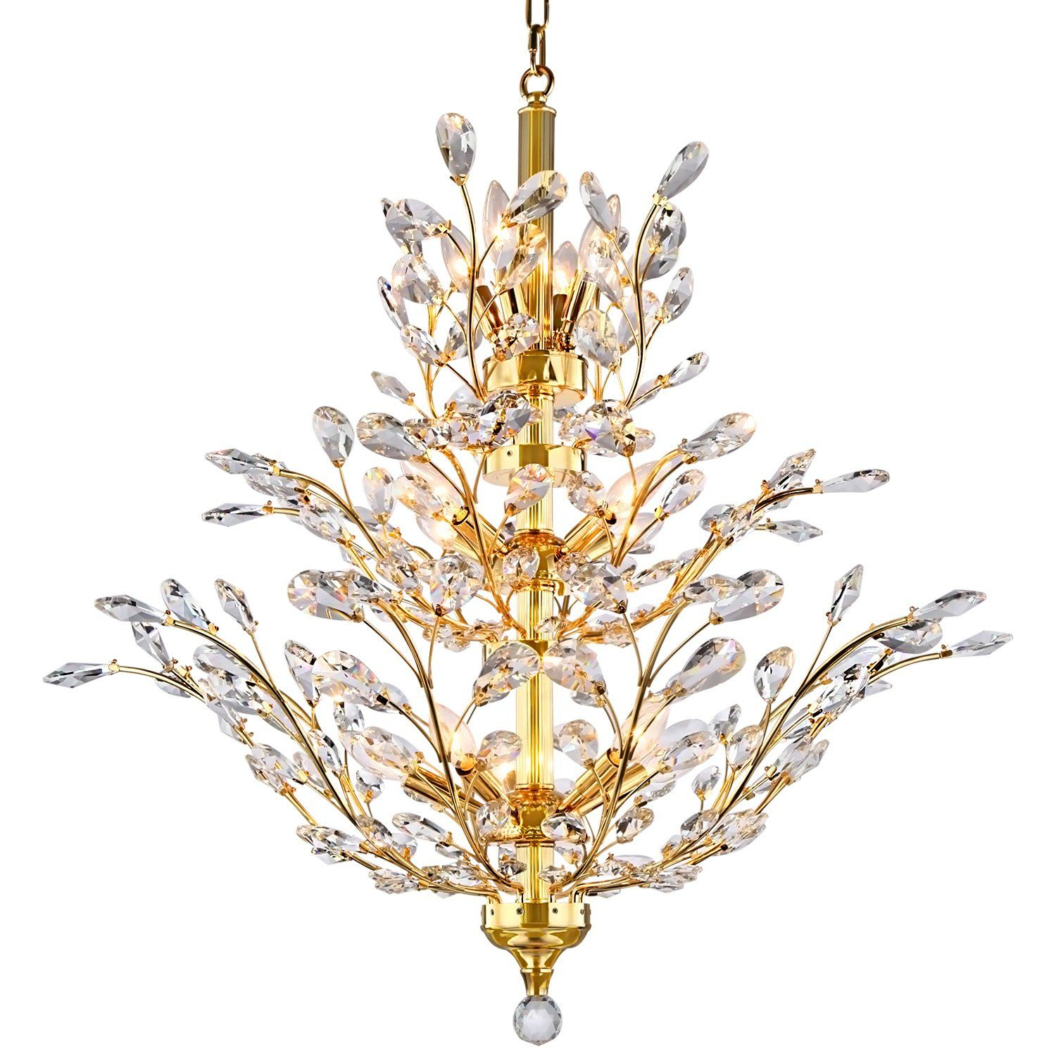 Branch Of Light 13 Light Gold Chandelier With Clear European Crystals ... with From Dramatic to Dazzling Making the Most of your Black and Gold Crystal Chandelier