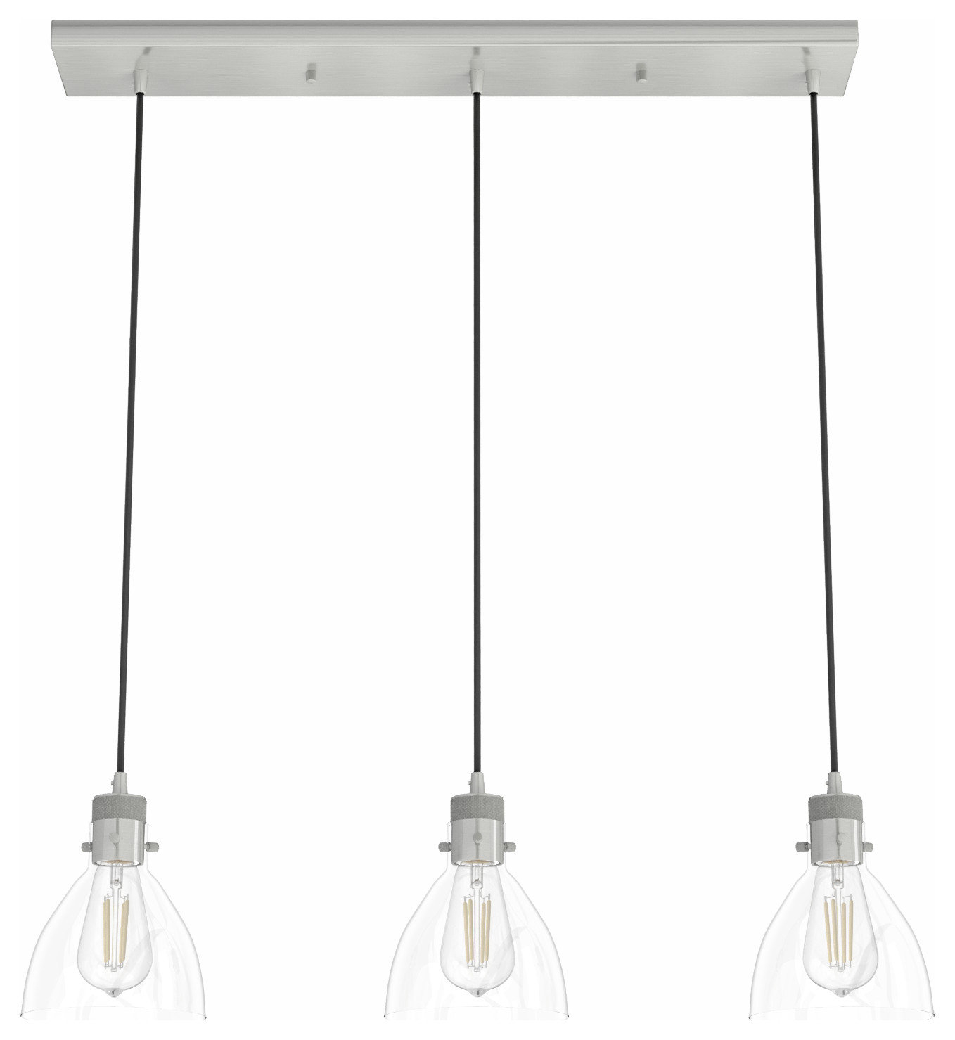 Brushed Nickel Three Light Linear Cluster From The Van Nuys Collection, 6.000 - Transitional ... with Elevate Your Space The Hunter Van Nuys Brushed Nickel Cluster Light Explained